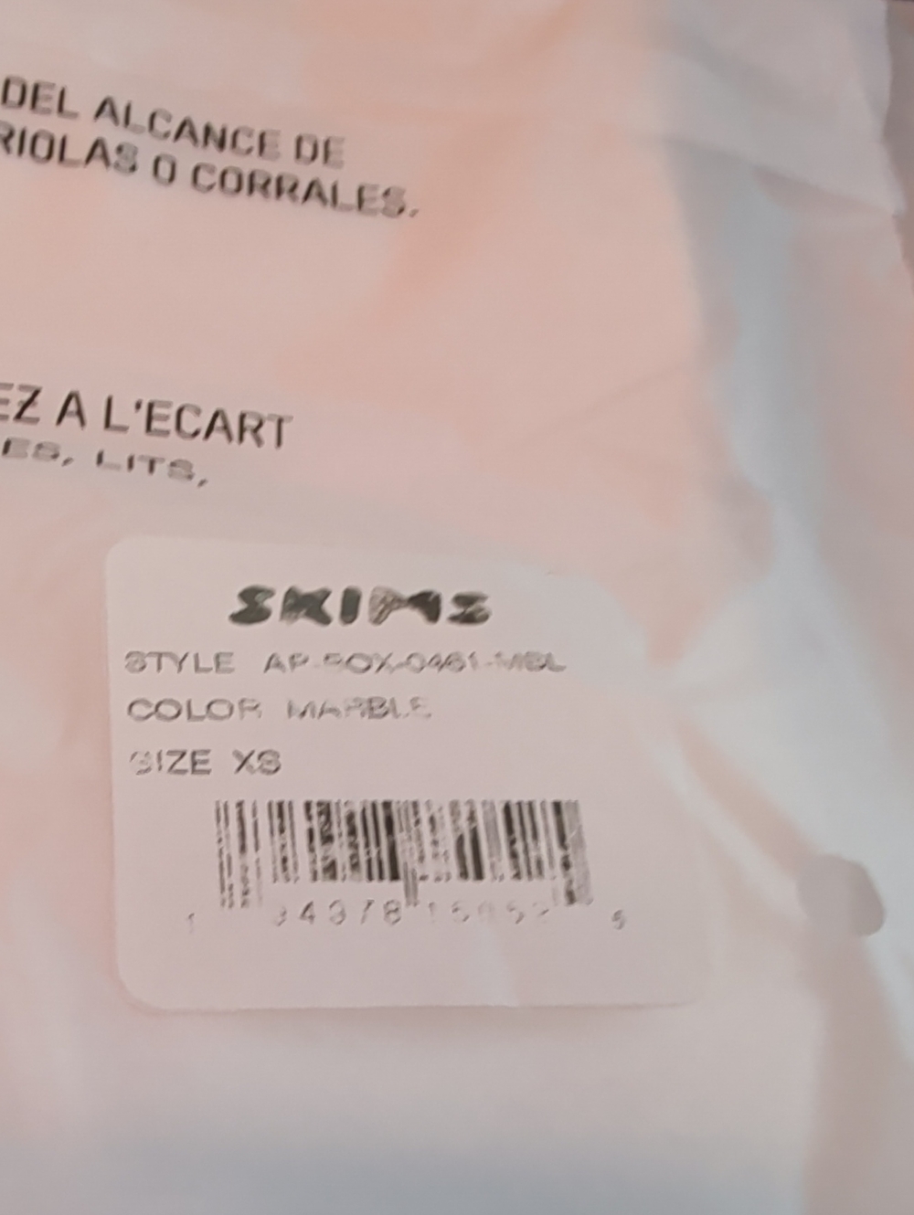 SKIMS Marble Cotton Jersey Dipped Thong White Pink Lounge AP-BOX-0461-MBL XS